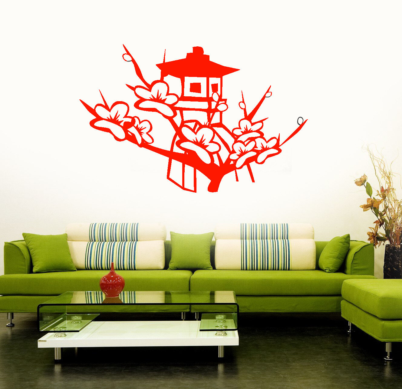 Wall Stickers Vinyl Decal Sakura Oriental Pagoda Japan Home Decor (ig1349)