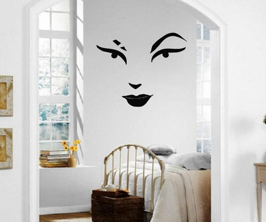 Wall Stickers Vinyl Decal Beautiful Woman's Face Lips Makeup Eyebrows ig1348