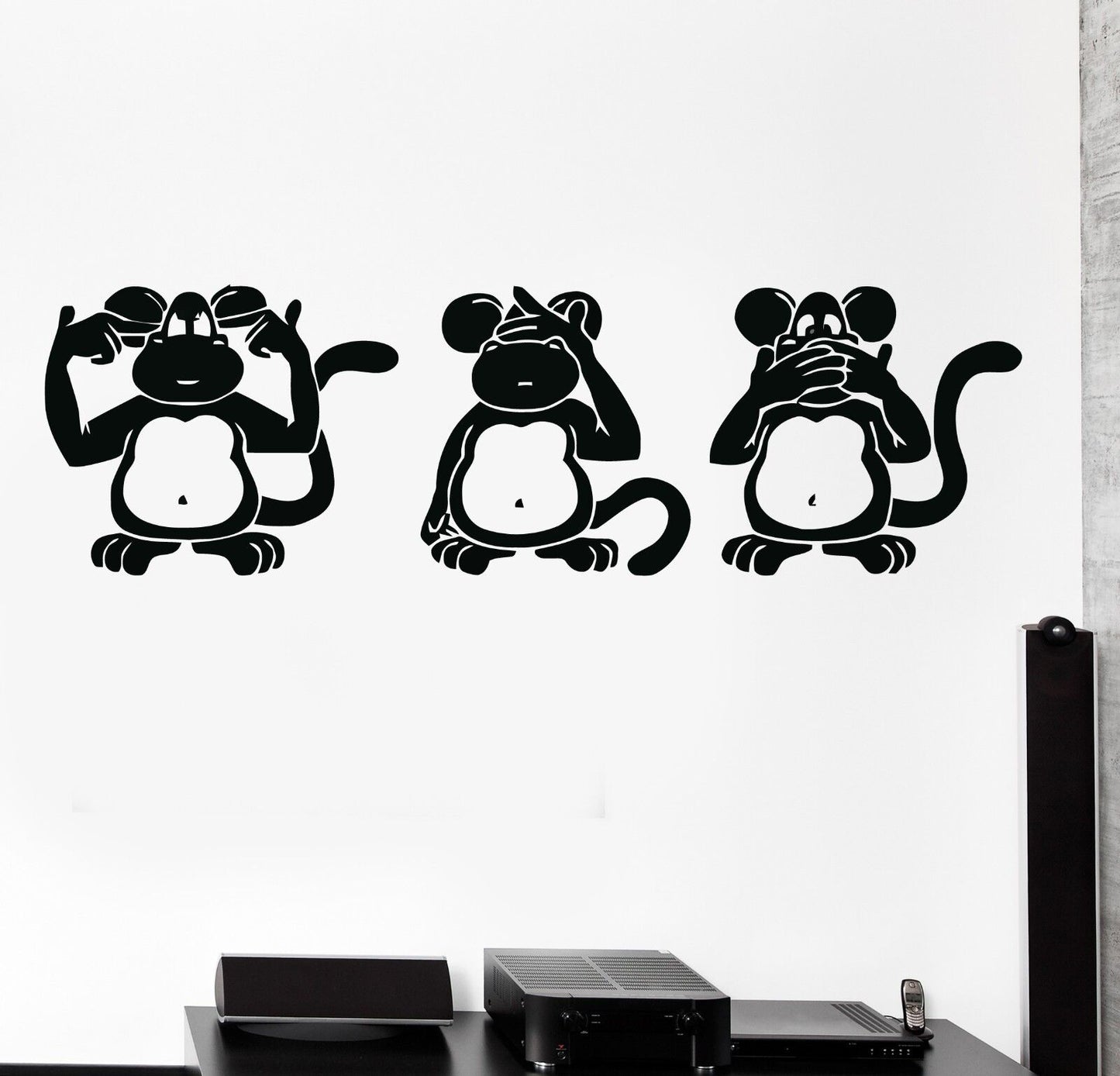 Wall Stickers Three Wise Monkeys Animals Buddhism Japan Vinyl Decal (ig1318)