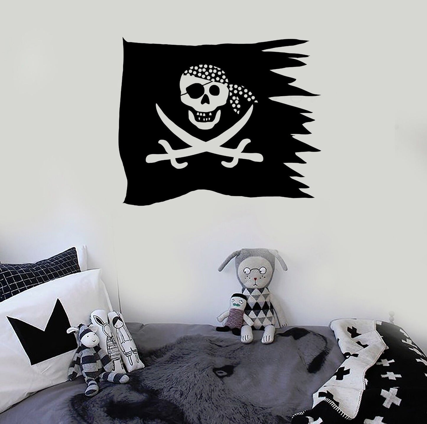 Autocollant mural en vinyle, drapeau pirate Jolly Roger pour enfants (ig1312)