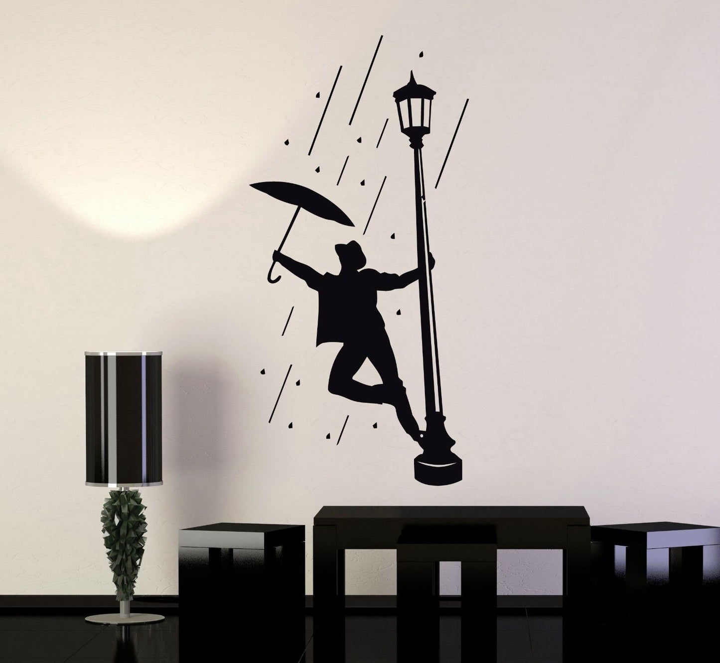 Wall Stickers Vinyl Decal Man in the Rain Umbrella for Living Room ig1311