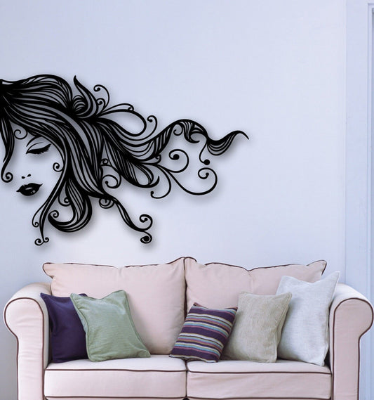 Wall Sticker Vinyl Decal Sexy Girl Beautiful Hair Hairstyle Barbershop ig1292