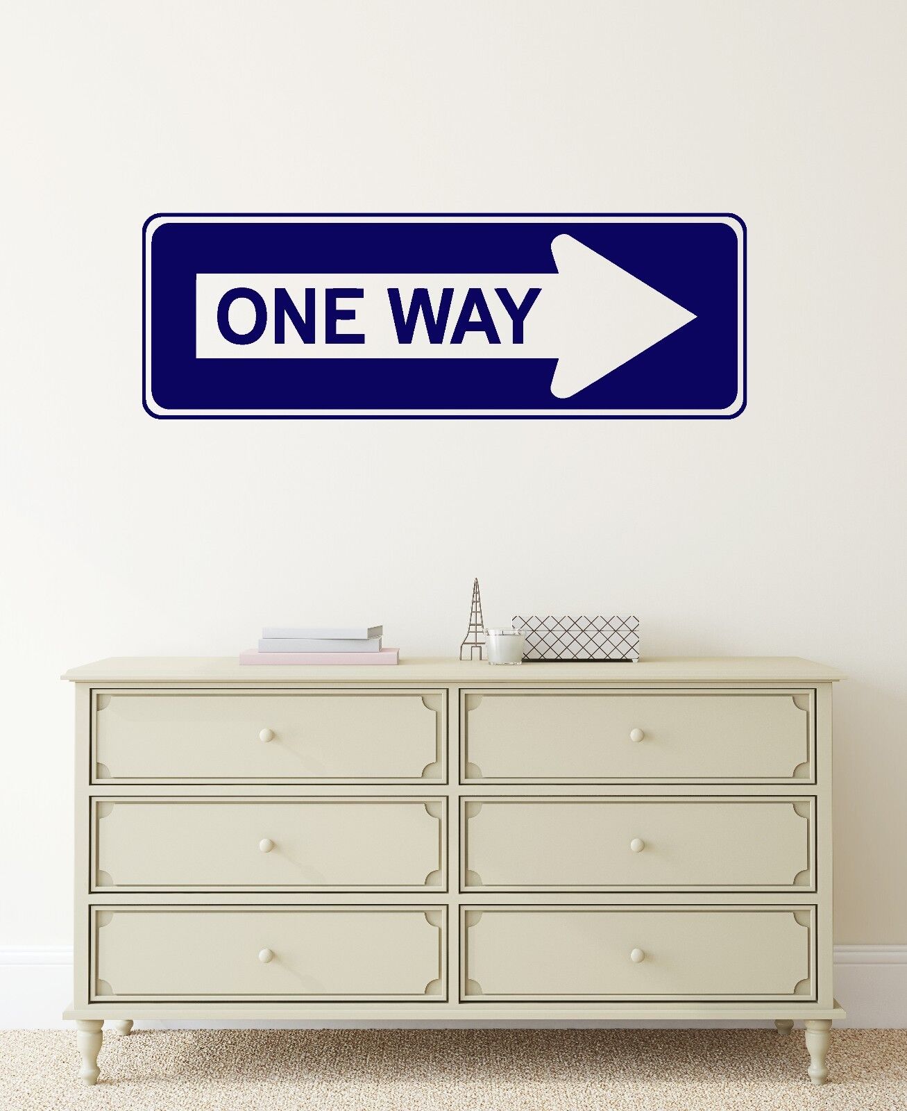 Wandaufkleber, Aufschrift „One Way“, lustiges Dekor, Zimmer, Vinyl-Aufkleber (ig1285)