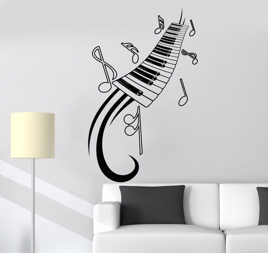 Autocollant mural en vinyle pour partition de Piano, autocollants artistiques pour salle d'instruments de musique (ig1282)