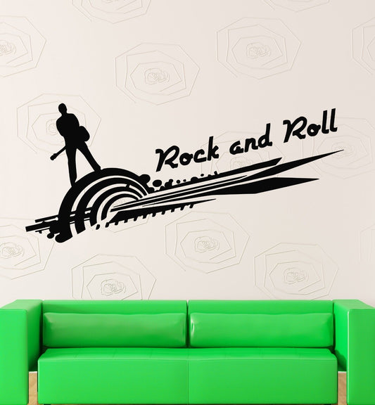 Wandaufkleber, Rock'n'Roll-Musikfan, Gitarre, Wandbild, Vinyl, (ig1279)