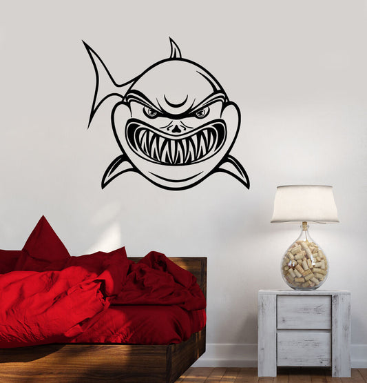 Autocollant mural en vinyle pour salle de bain, mâchoires de requin, prédateur, décor océan et mer (ig1269)