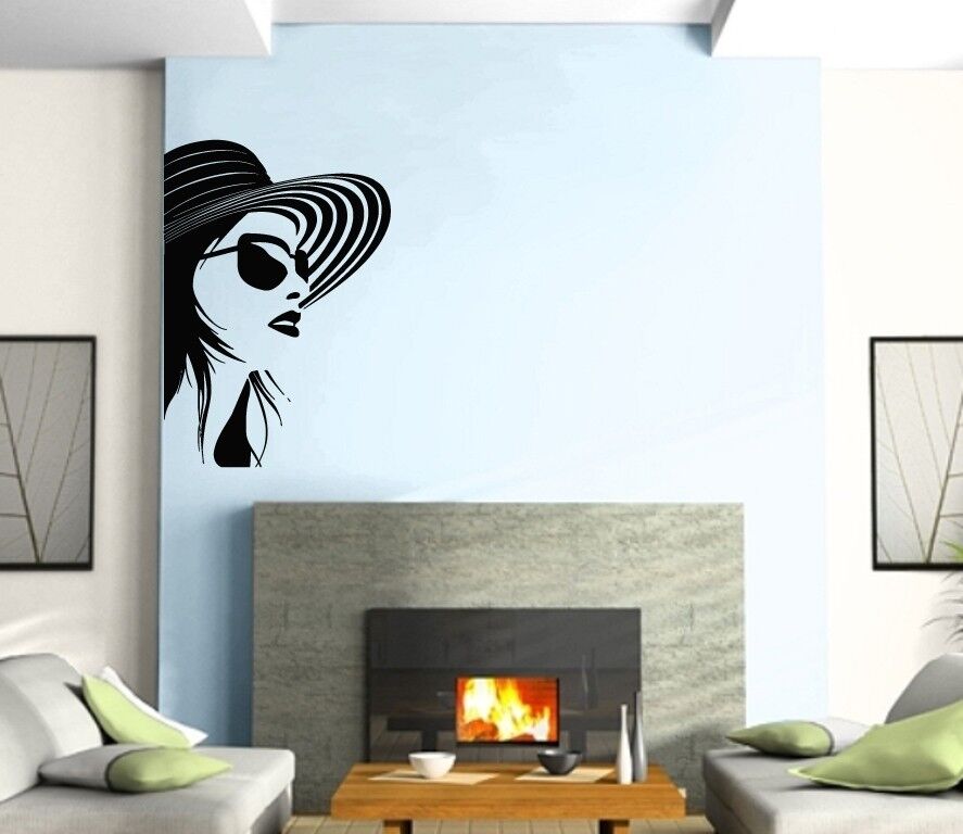 Wall Sticker Vinyl Decal Beautiful Girl in Hat Fashion Style Glasses ig1267