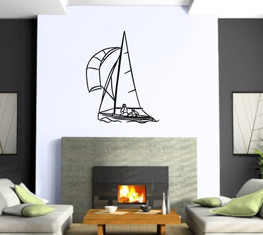 Wall Sticker Vinyl Decal Ship Sailboat Ocean Sea Swimming Nursery ig1247