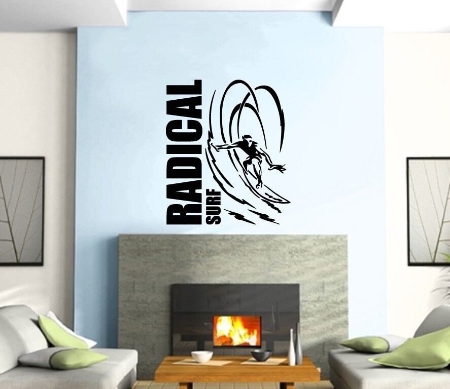 Autocollant mural en vinyle, autocollant radical, Surf, Sports nautiques extrêmes, ig1243