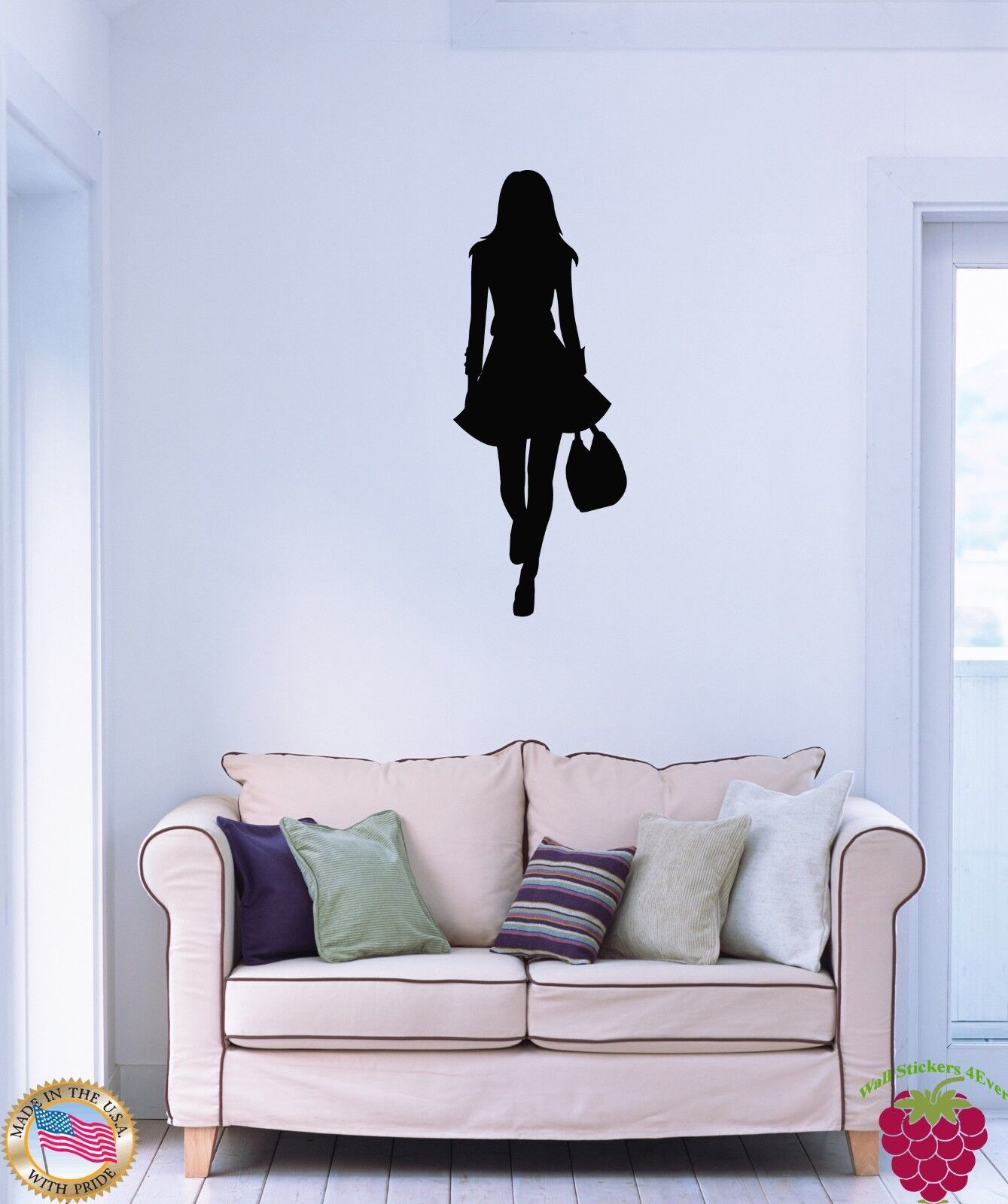 Wall Vinyl Stickers Fashion Girl With Shopping Bag Cool Decor For Girls  z1563