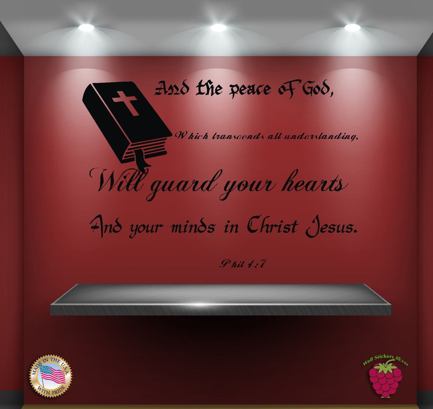 Wall Stickers Religion Bible Quote Verse Phil 4:7: And the peace of God zz025