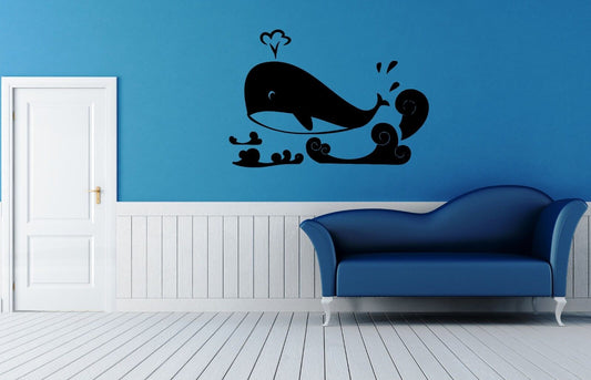 Wall Sticker Vinyl Decal Whale Ocean Sea Marine Bathroom ig1218