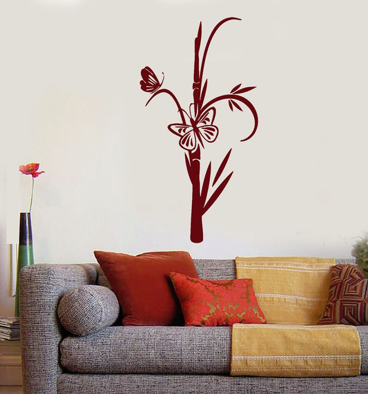 Wall Stickers Vinyl Decal Bamboo Butterfly Interior Art Living Room  (ig1209)