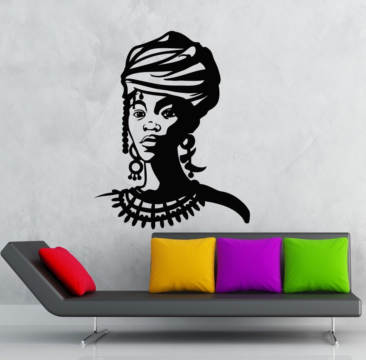 Autocollant mural en vinyle noir, dame africaine, belle fille (ig1201)