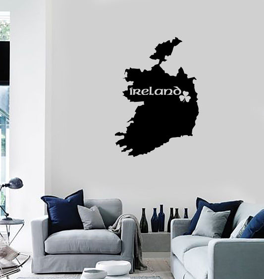 Wall Sticker Vinyl Decal Map of Ireland Dublin Shamrock Symbol  (ig1198)