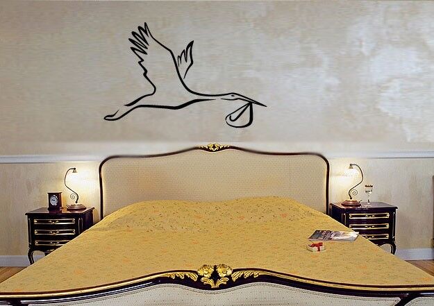 Wandaufkleber, Vinyl, Storch, Vogel, Geburt, Hochzeit, Dekoration für Schlafzimmer (ig1186)