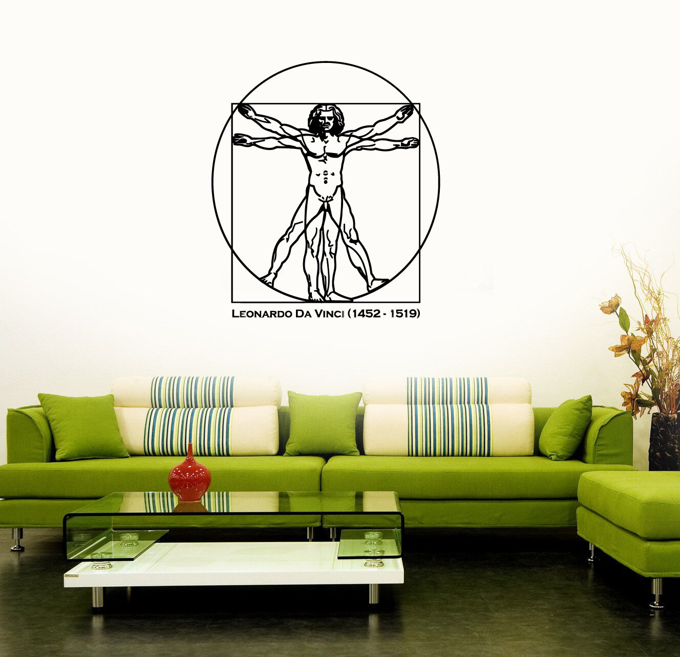 Wall Sticker Vinyl Decal Leonardo Da Vinci Anatomy Famous Artist (ig1170)