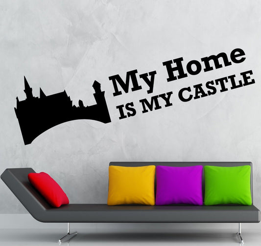 Autocollant mural en vinyle, décoration de lettrage My Home is My Castle pour chambre (ig1160)