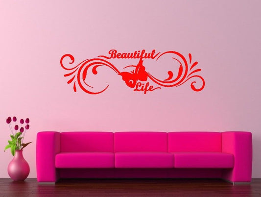 Wall Sticker Vinyl Decal Beautiful Life Cool Living Room Decor (ig1152)