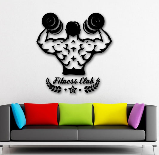 Wall Stickers Vinyl Decal Gym Fitness Club Muscled Dumbbells (ig1077)