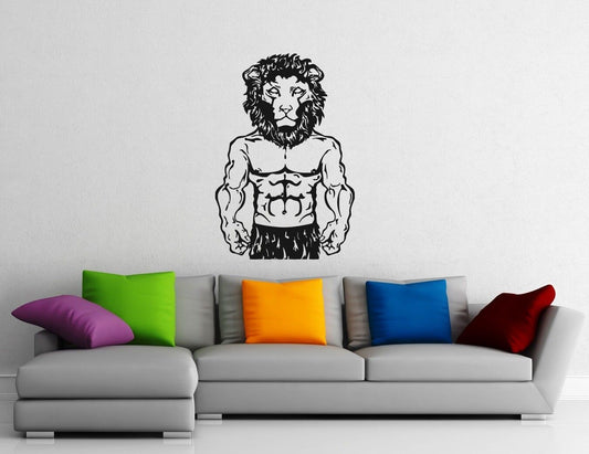 Wall Stickers Vinyl Decal Lion's Head Muscled Sport Gym Bodybuilding (ig1067)