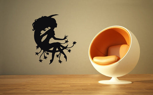 Wall Stickers Vinyl Decal Sexy Girl Silhouette Moon Fairy Cool Decor (ig1036)