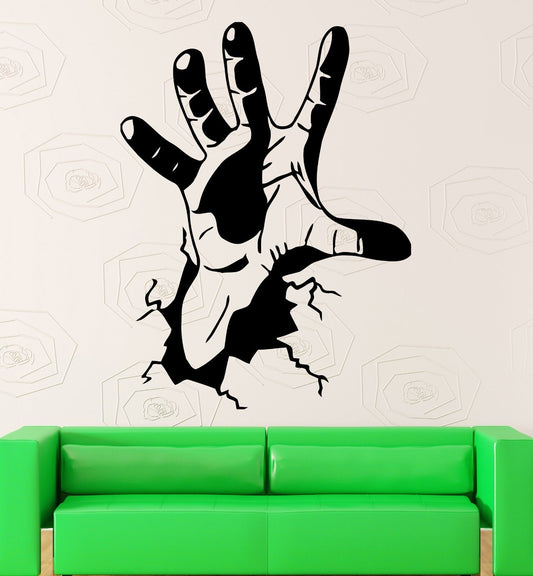 Wall Stickers Hand Crack Joke Funny Cool Room Decor Bedroom Vinyl Decal (i1027)