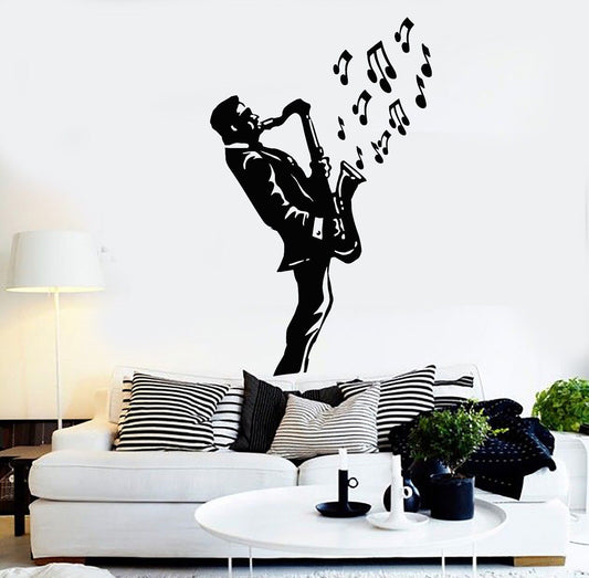 Wall Stickers Vinyl Decal Saxophone Blues Music Jazz Musician Decor (ig1019)