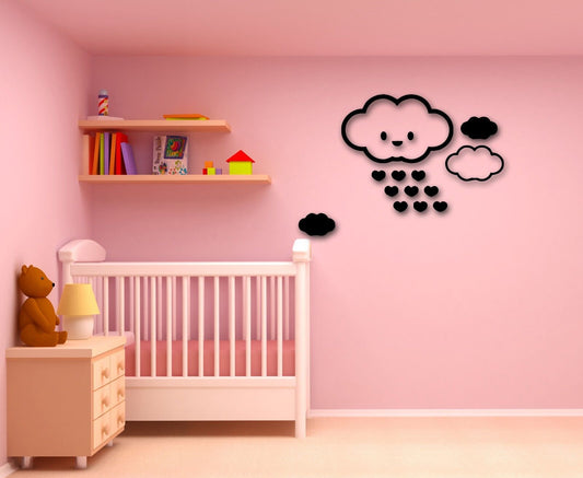 Autocollants muraux en vinyle, nuages ​​de ciel de pluie pour chambre d'enfants (ig957)