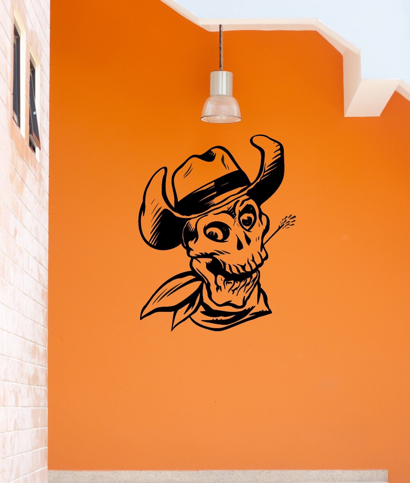 Wall Stickers Vinyl Decal Positive Skull in Cowboy Hat Texas (ig899)