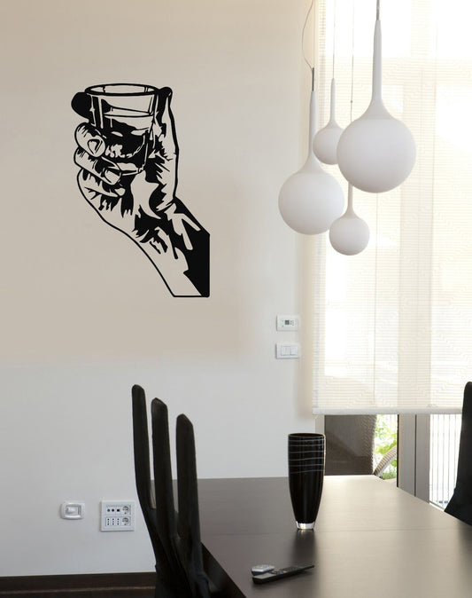 Wall Stickers Vinyl Decal Drink glass Whiskey Man Hand Alcohol (ig879)