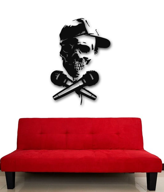 Wall Stickers Vinyl Decal Skull Microphone Lead Party Night Club DJ (ig870)