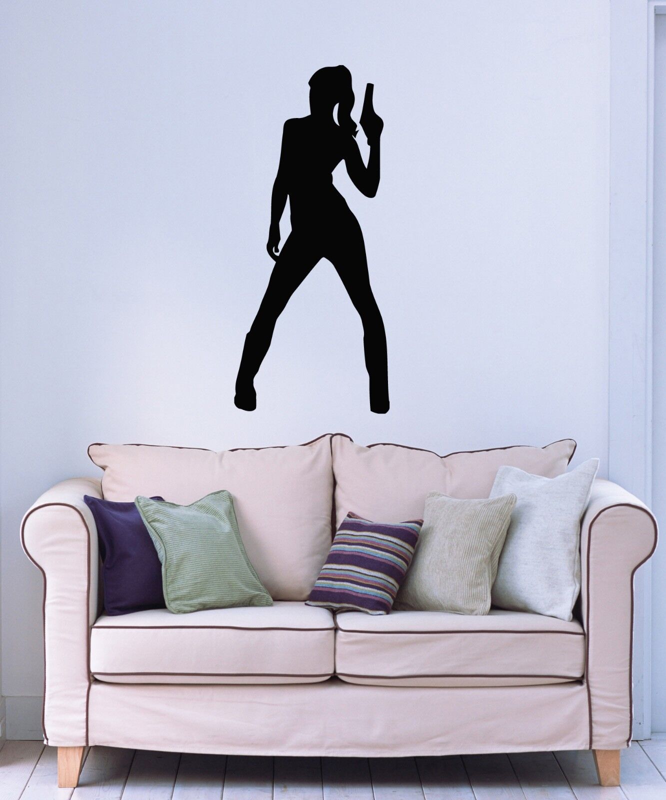 Wall Stickers Vinyl Decal Sexy Silhouette Girl with Gun Mafia (ig859)