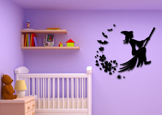 Wall Stickers Vinyl Decal Witch Broom Fly Magic for Kids Room (ig842)