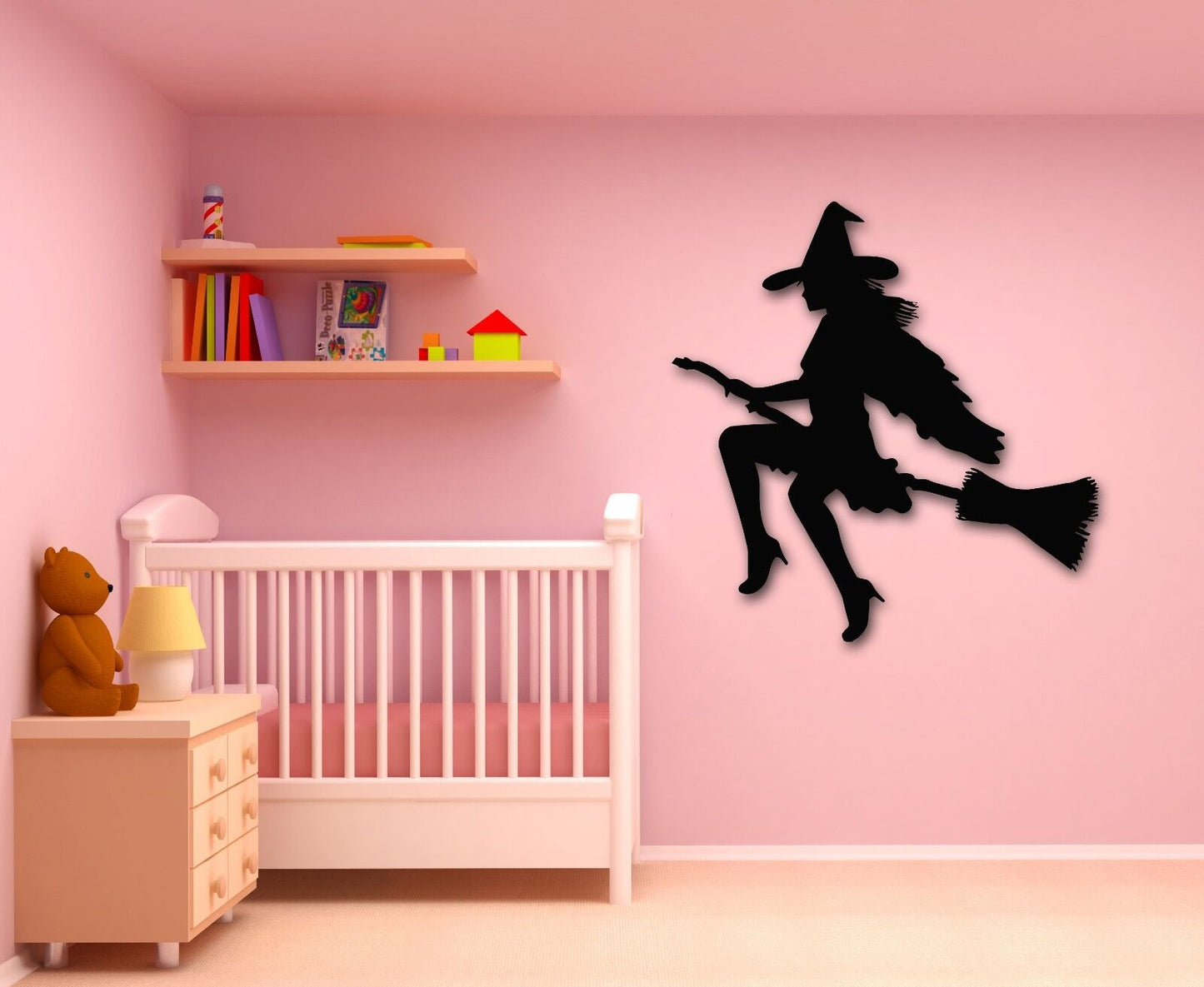 Autocollants muraux en vinyle, autocollants magiques de sorcière d'halloween pour bébé en chambre d'enfant (ig841)