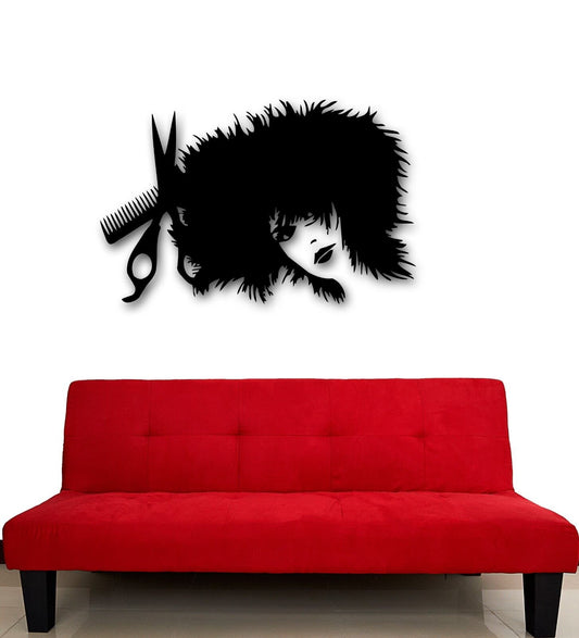 Wall Stickers Vinyl Decal Hot Sexy Hair Scissors Barbershop Comb (ig836)