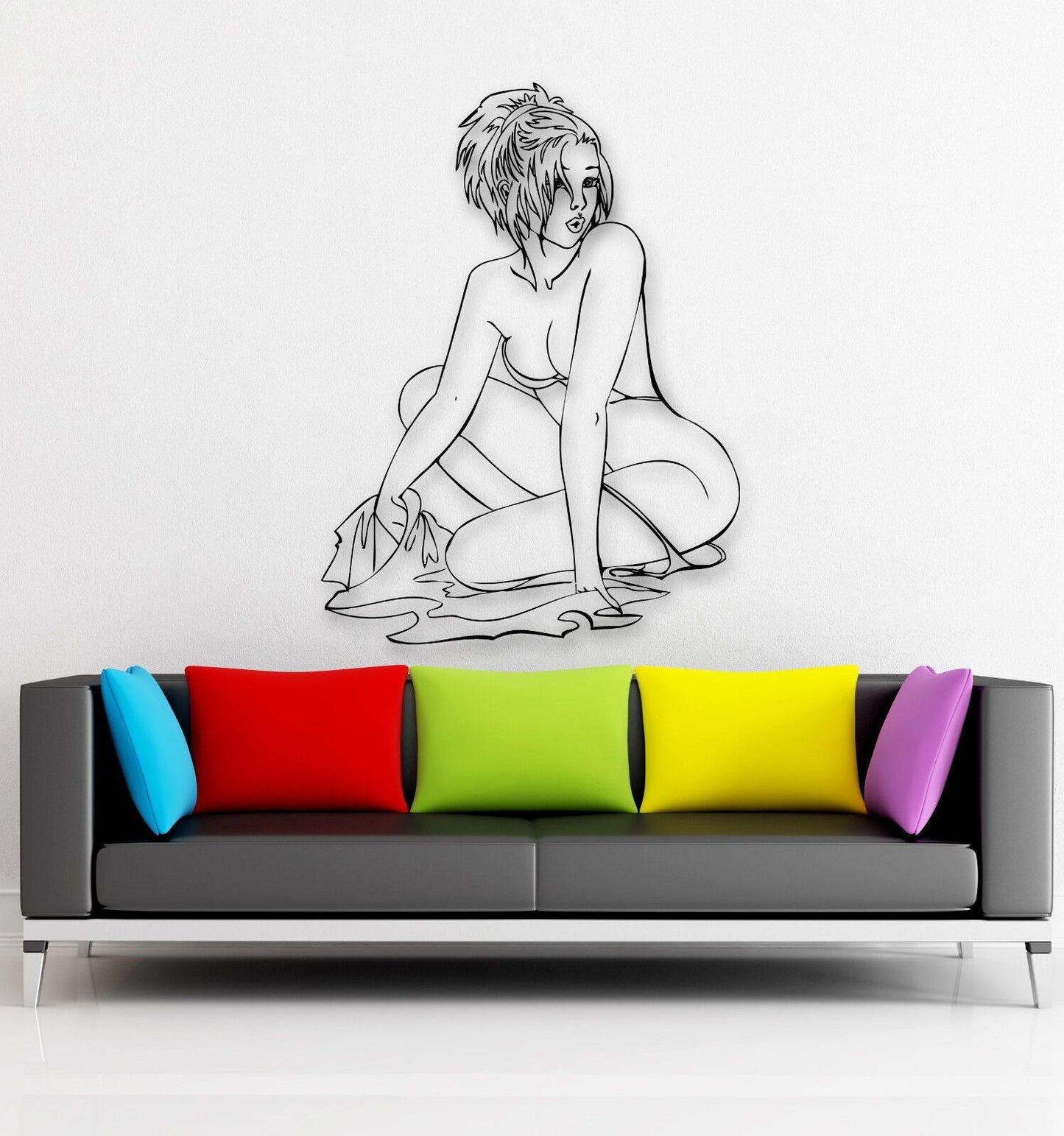 Wall Stickers Vinyl Decal Sexy Girls Pin Up Lingerie Striptease (ig823)