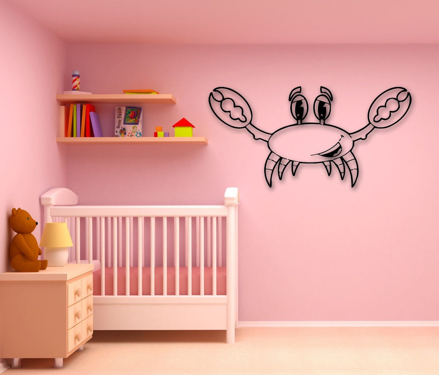 Wall Stickers Vinyl Decal Cheerful Crab Marine Decor for Kids Room (ig774)