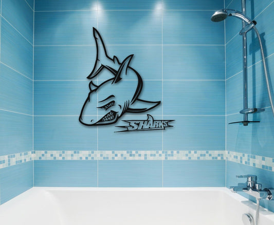 Wall Stickers Vinyl Decal For Bathroom Shark Marine Decor Predator (ig766)