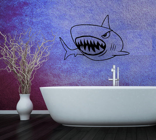 Wall Stickers Vinyl Decal Toothy Shark Predator Marine Bathroom Decor (ig762)