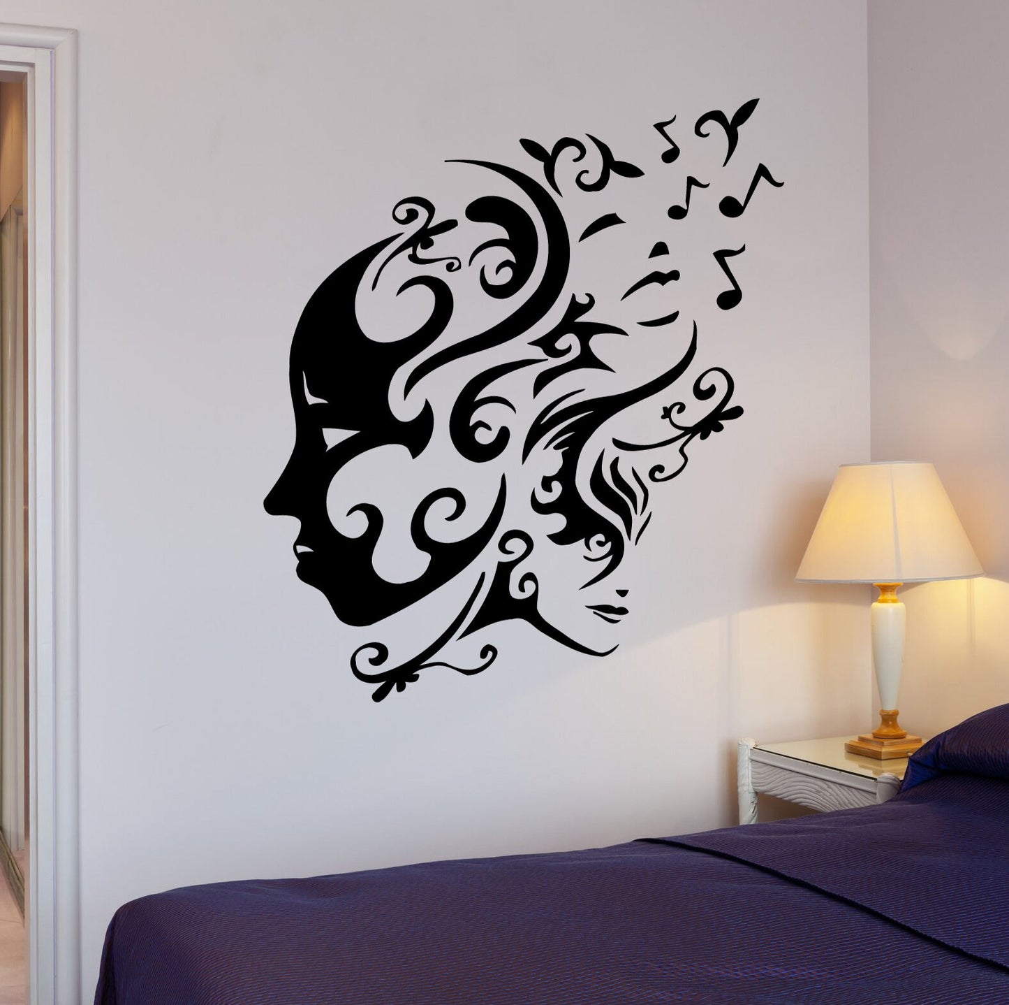 Wall Stickers Abstract Face Girl Music lover Great Decor Vinyl Decal (ig736)