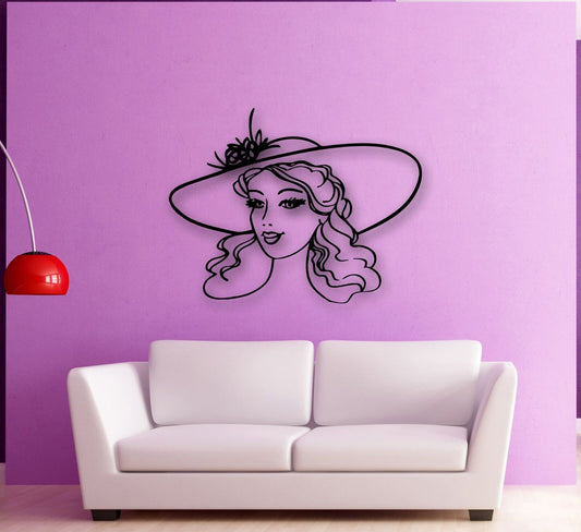 Wall Stickers Vinyl Decal Beautiful Girl in the Hat Fashion Style (ig727)