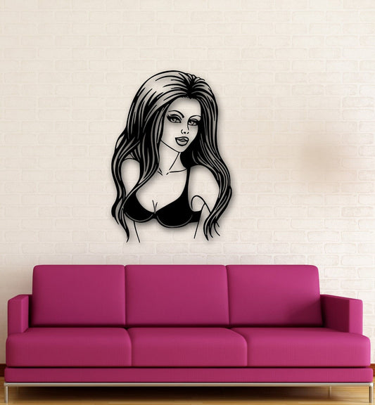 Wall Stickers Vinyl Decal Hot Sexy Girl Beauty Salon Spa Long Hair Bra (ig722)