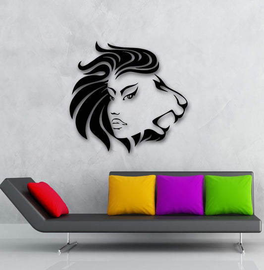 Autocollants muraux en vinyle femme Lion, décor moderne pour chambre à coucher (ig713)