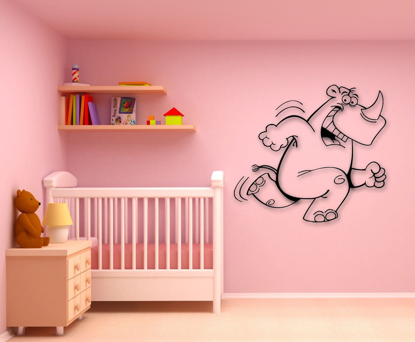 Wall Stickers Vinyl Decal Cheerful Hippo Animal for Kids Room Nursery (ig708)