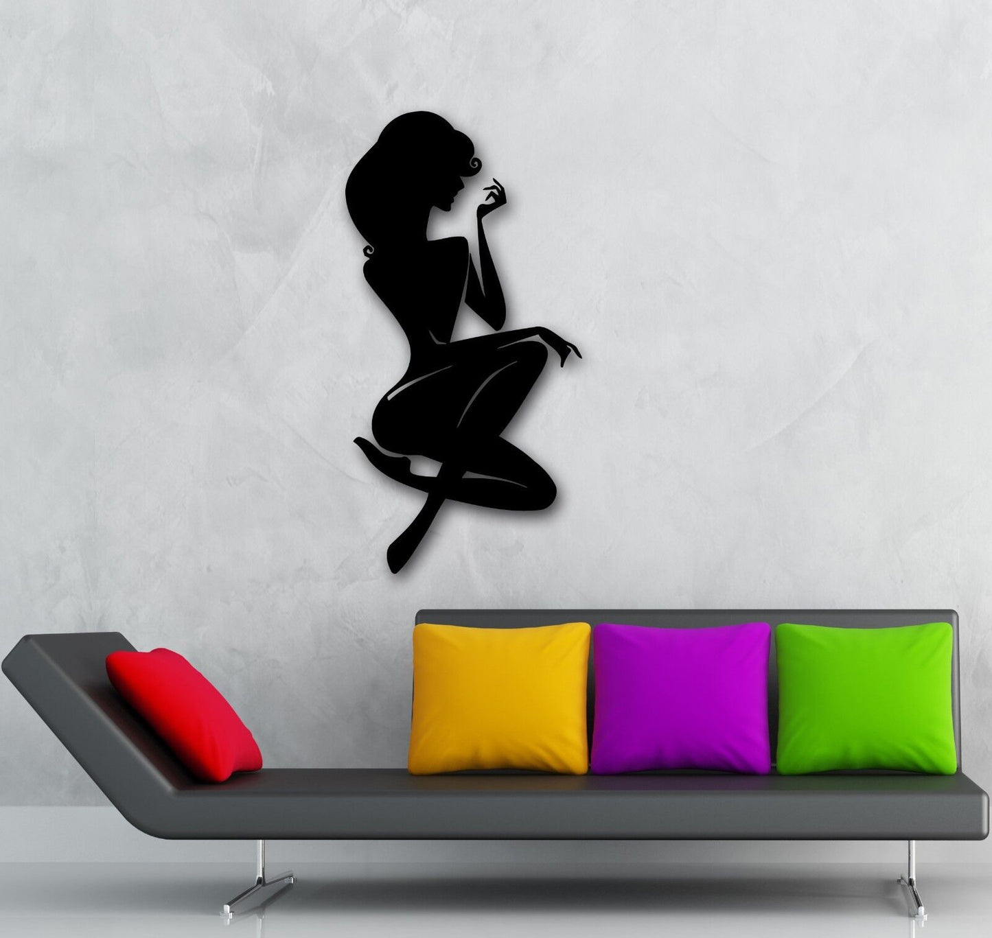 Wandaufkleber, Vinyl, Silhouette, sexy Mädchen ohne Kleidung, Spa-Salon (i675)