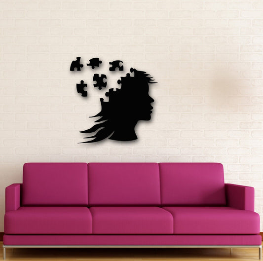 Wall Stickers Vinyl Decal Head Girls Thoughts Women Logic Puzzle (ig650)