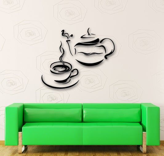 Wall Stickers Vinyl Decal Kitchen Tea Coffee Kettle Cup Restaurant (ig648)