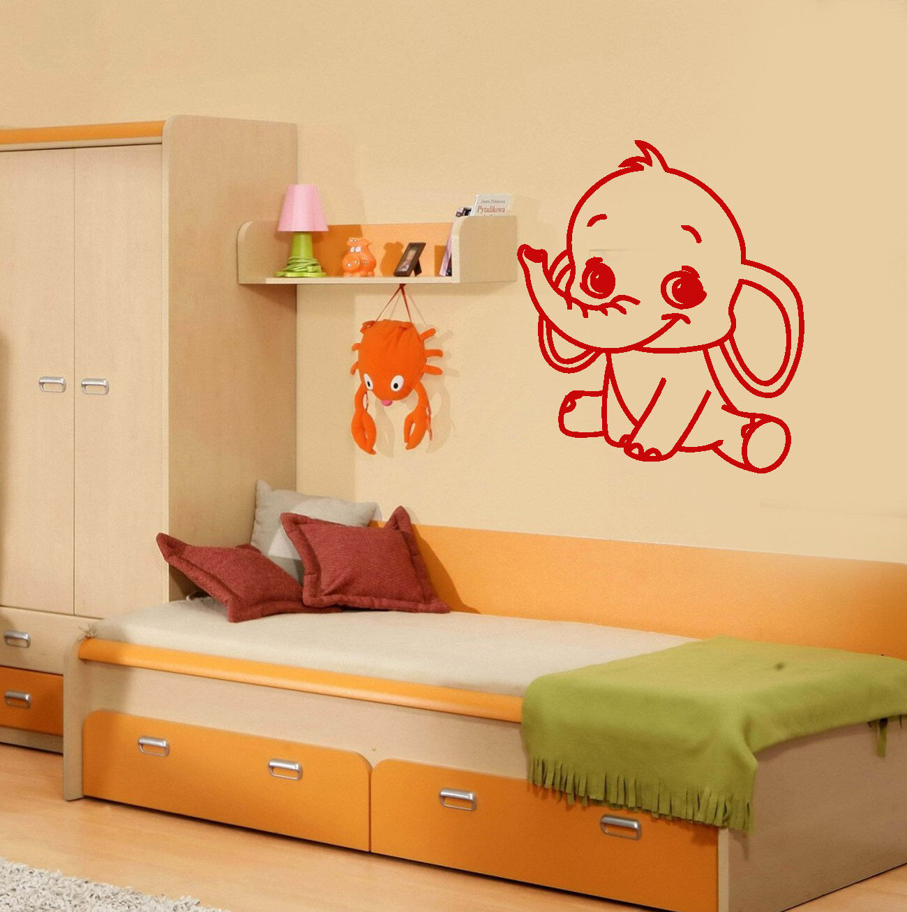 Wandaufkleber, Vinyl, Elefantenbaby, Tier, Kinderzimmer, Kinderzimmer (ig647)