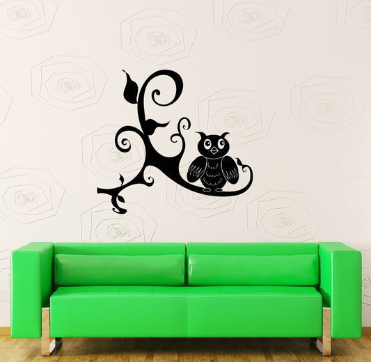 Wall Stickers Vinyl Decal Owl on Tree Branch Bird Nice Room Decor (ig637)